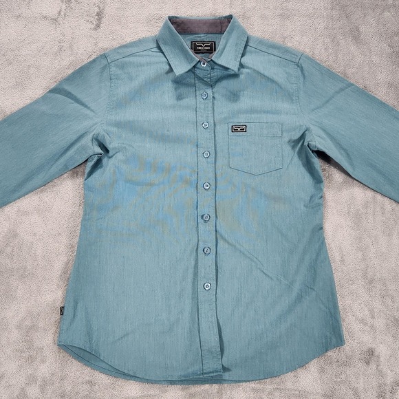 Kimes Ranch Shirt Mens Medium Blue Long Sleeve Western Coolmax Stretch Casual - Picture 2 of 12